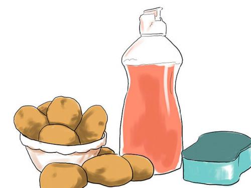 Удаление ржавчины хозяйственным мылом и картофелем