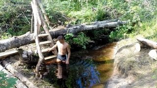 Запруда на ручье – рукотворный водоем и самодельная лестница