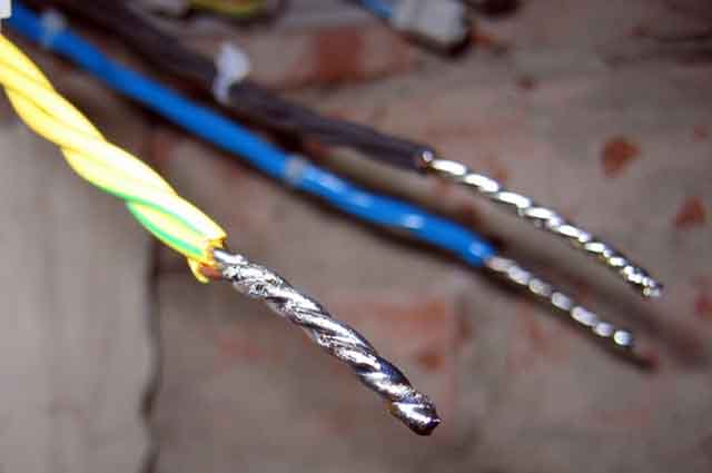 Пропаянные кабельные жилы